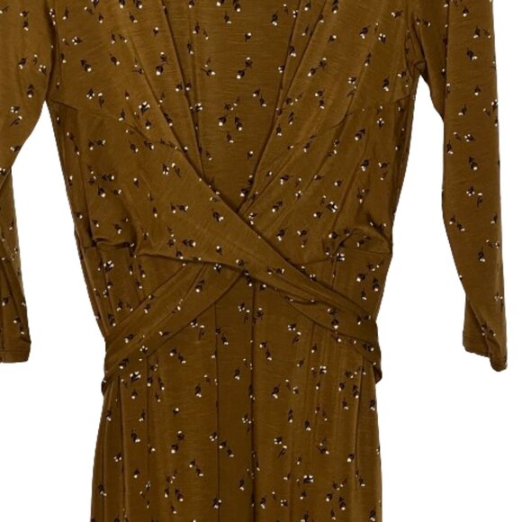 Garnet Hill Womens Ditzy Floral Faux Wrap Maxi Dress Size M Forest Fairy Earthy - Picture 3 of 16